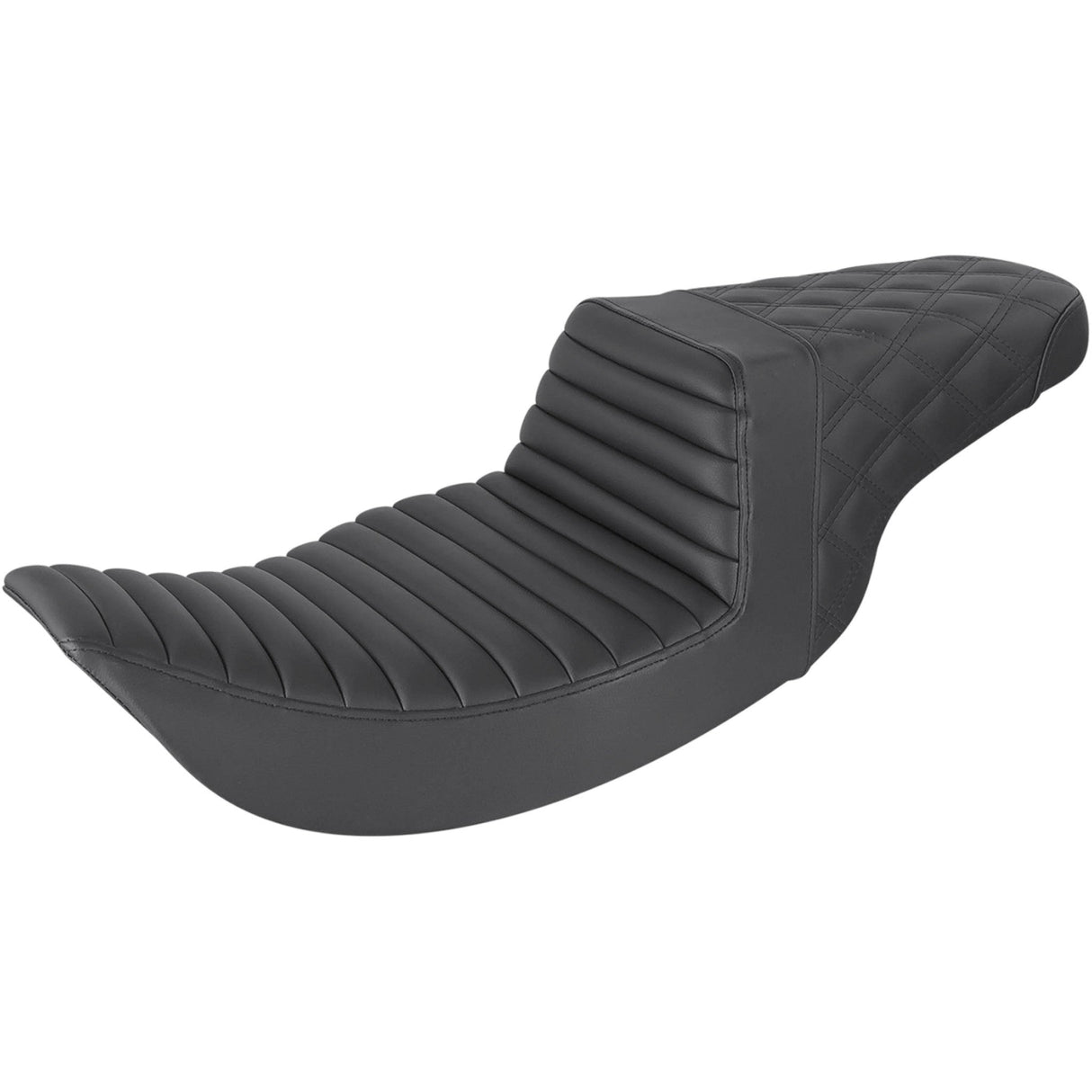 Saddlemen Step-Up Seat — Rear Lattice Stitch Front Tuck-N-Roll Black - 897-06-176 For Harley Touring 1997-2007