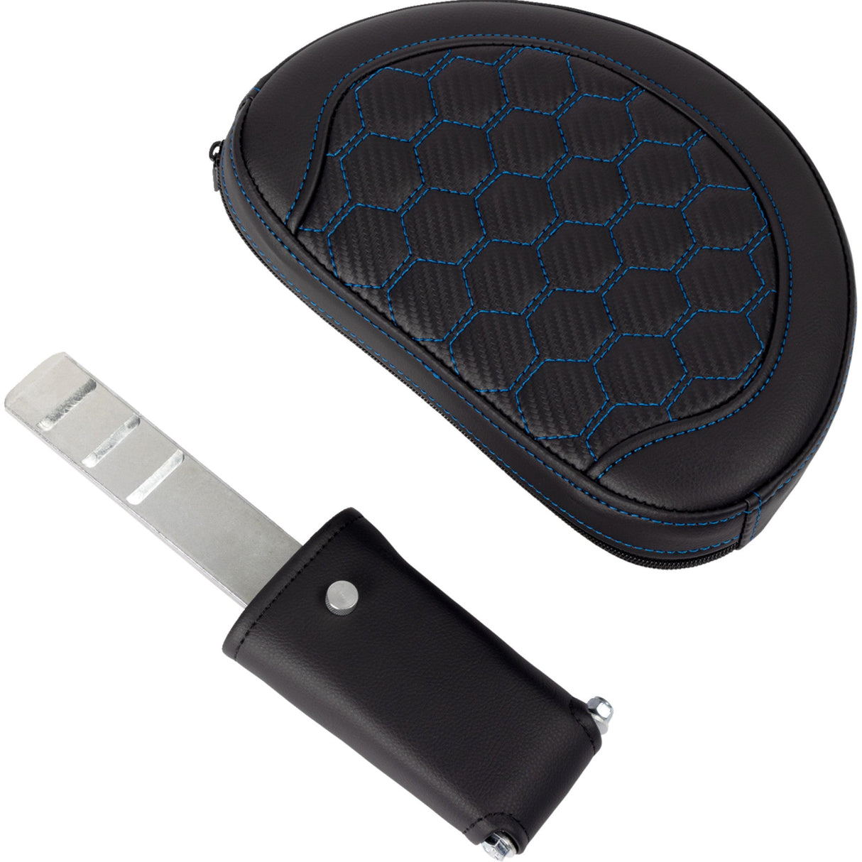 Saddlemen Honeycomb Roadsofa™ Seat Honeycomb Blue Stitch With Backrest - 808-07B-189B1 For Harley Touring 2008-2025