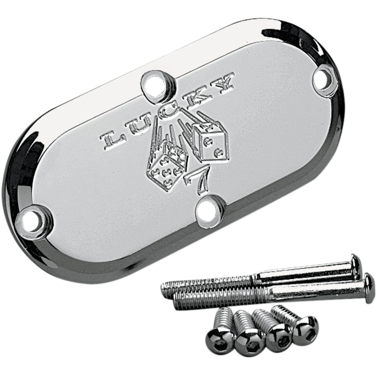 Joker Machine Billet Inspection Cover Lucky 7 Chrome Machined - 921016L For Harley 1980-2006