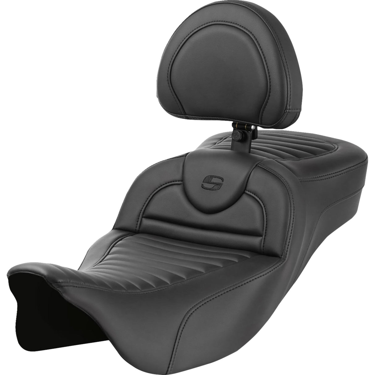 Saddlemen Roadsofa™ Extended Reach Seat With Backrest Tuck-N-Roll - 808-07B-203B0 For Harley Touring 2008-2025