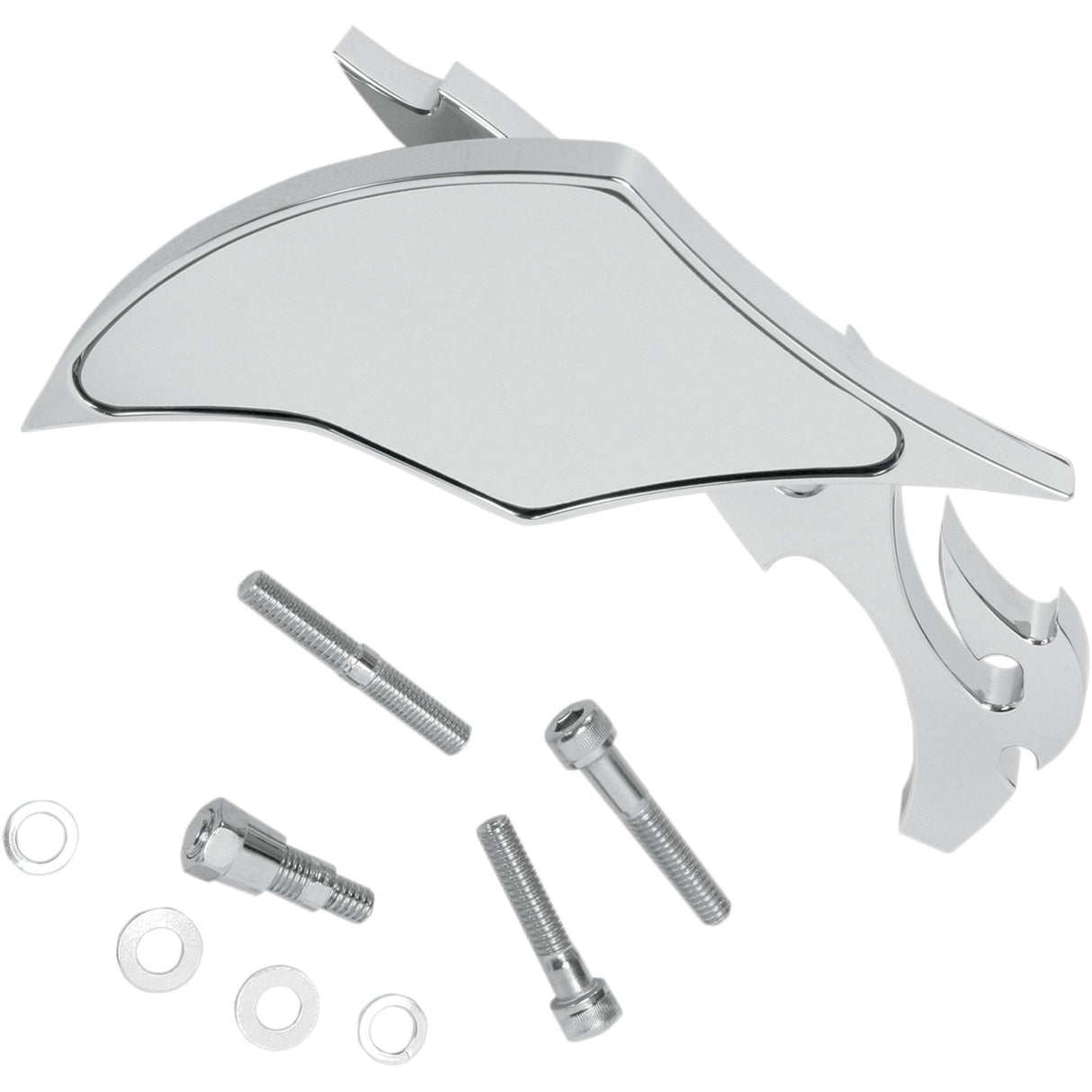 PRO-ONE PERF.MFG. 0640-0257 104220 Billet Aluminum Mirror Mirror - Flame - Side View - Milled - Oblong - Chrome - Left