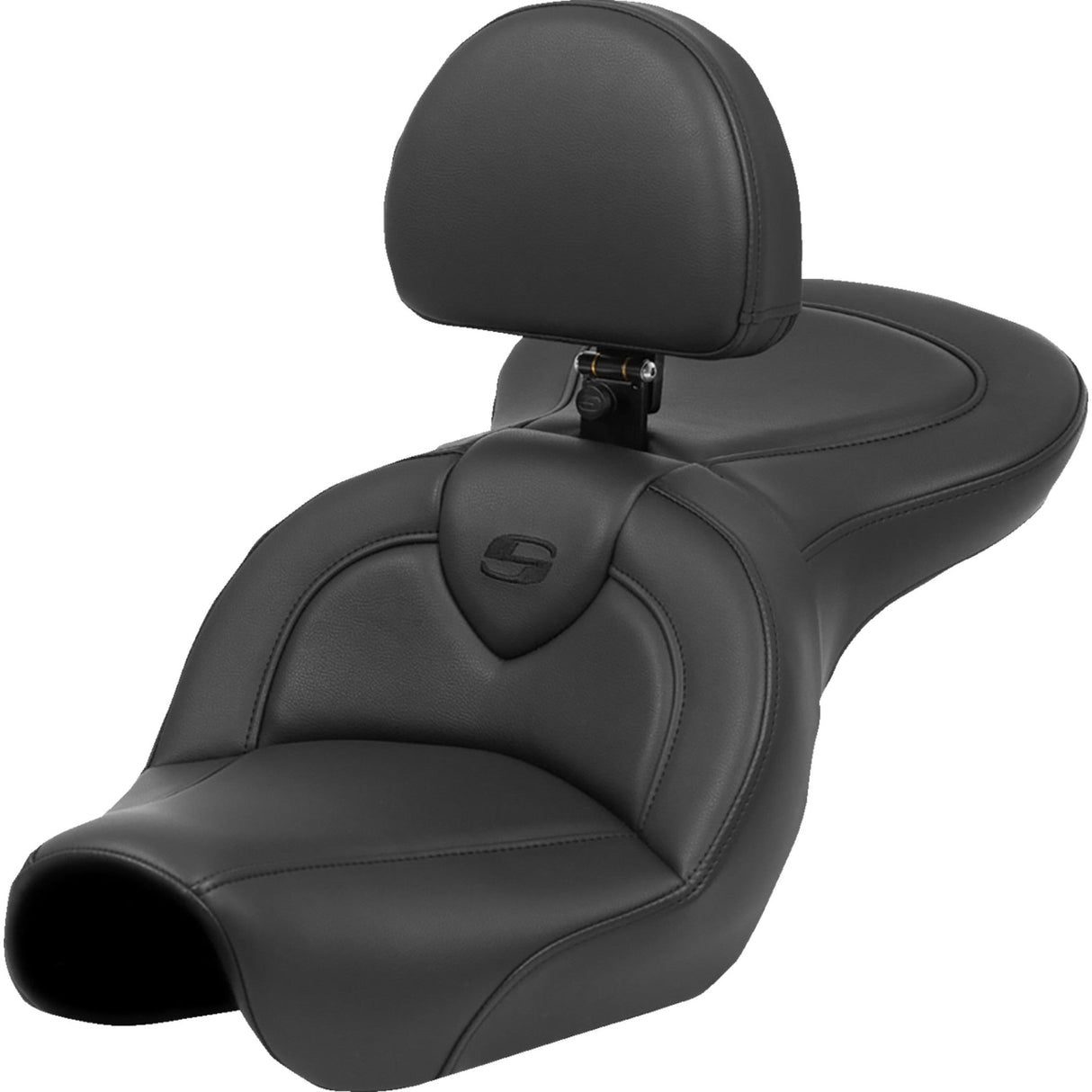 Saddlemen Roadsofa™ Standard Reach Seat Black Stitch With Backrest - 804-04-187BR For Harley Dyna 2004-2005