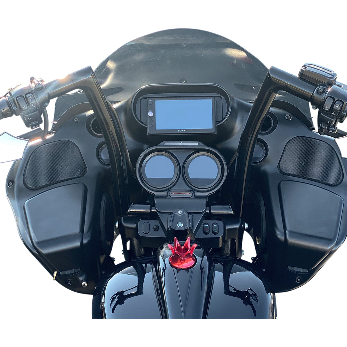 FAT Baggers INC. 1-1/2" EZ Install Flat Top Handlebar 16" Black - 607016-B For Harley Touring 2008-2016
