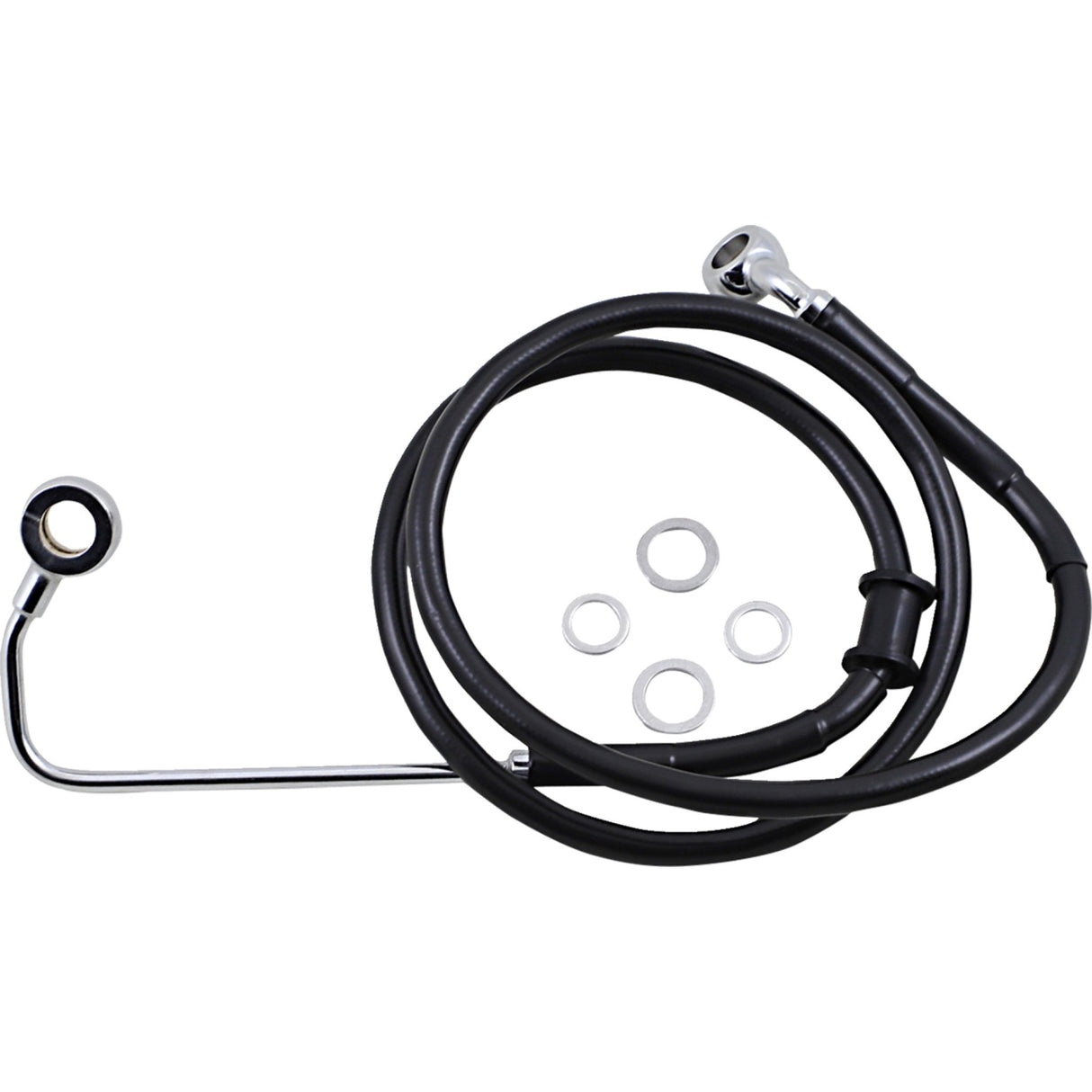Drag Specialties Extended Length Stainless Steel Brake Line +8" Black For Harley Softail 2015-2017