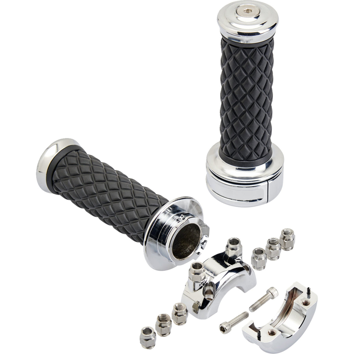 BILTWELL 0630-3073 6606-105-01 Alumicore Grips Grips - Alumicore - Custom - Chrome