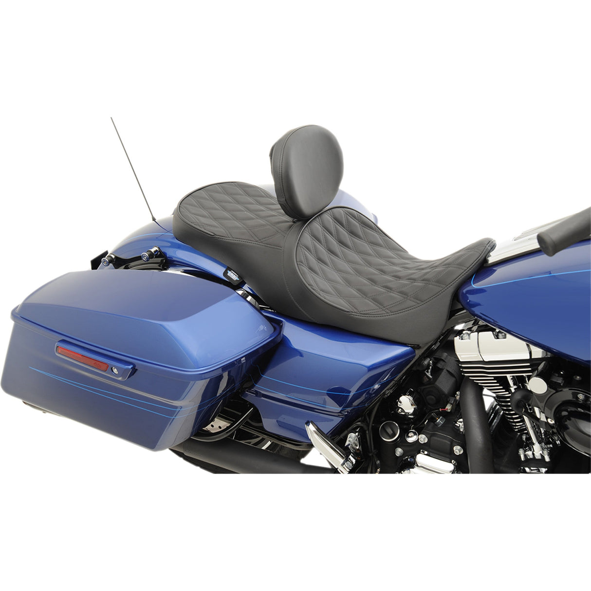 DRAG SPECIALTIES 0801-1011 Forward Positioned 2-Up Low Profile Touring Leather Seat Low Forward Touring Seat - Diamond - FL '08-'23