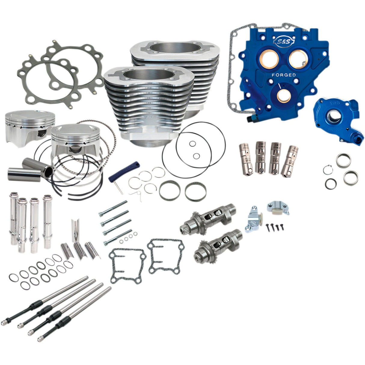 S&S Cycle 110" Power Package Performance Kit Chain Drive Silver - 330-0666 For Harley Motorcycles 2007-2017