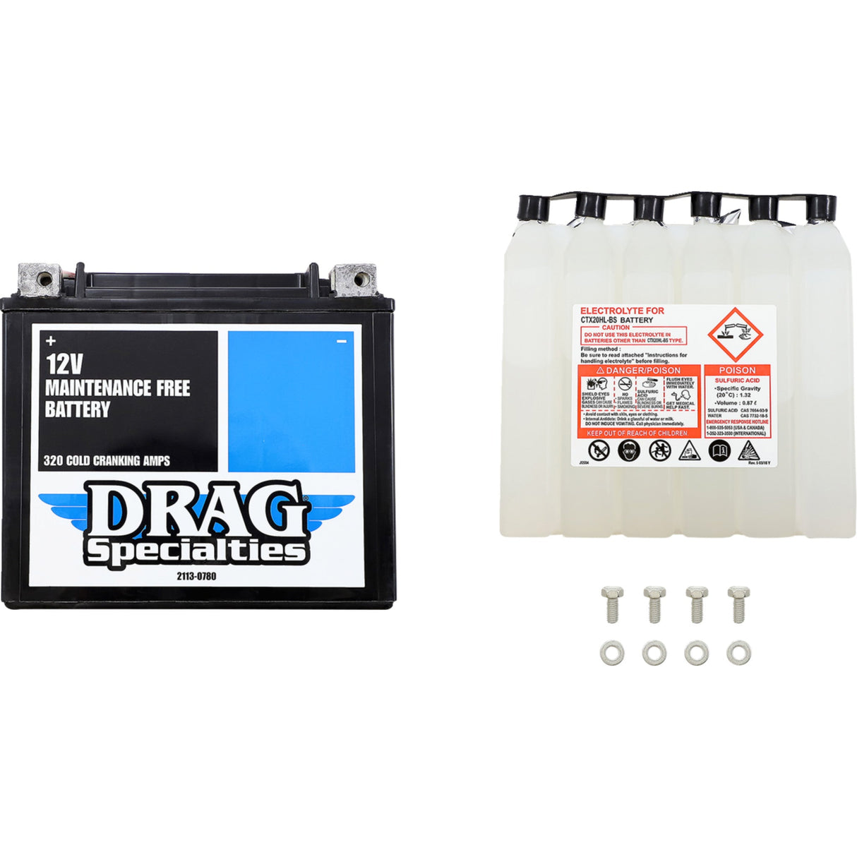 Drag Specialties YTX Battery - 2113-0780 For Harley Sportster 1986-1996