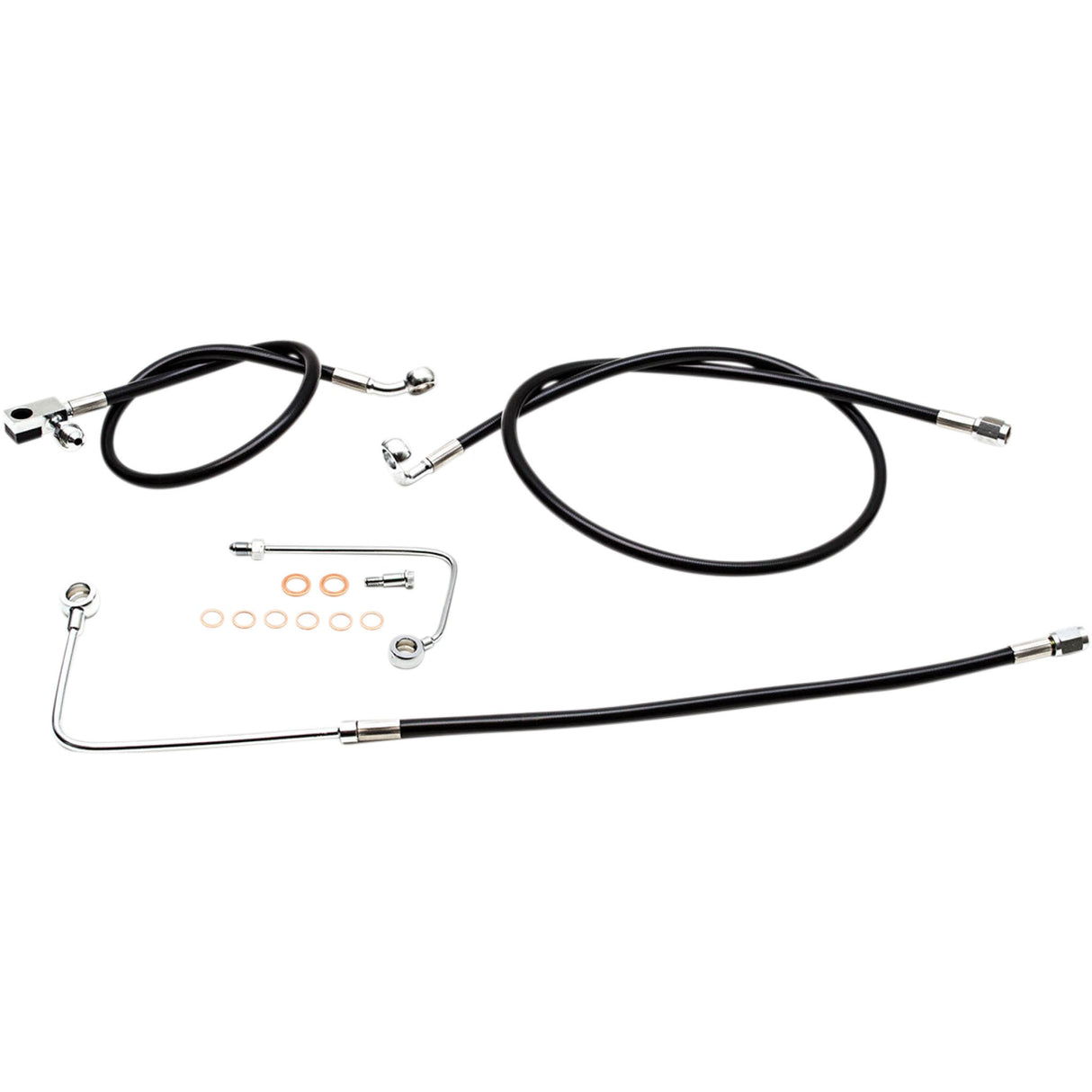 LA CHOPPERS 1741-4626 LA-8151B13B Black Braided Brake Line Kit - 12" - 14" Ape Hanger Handlebars - Black