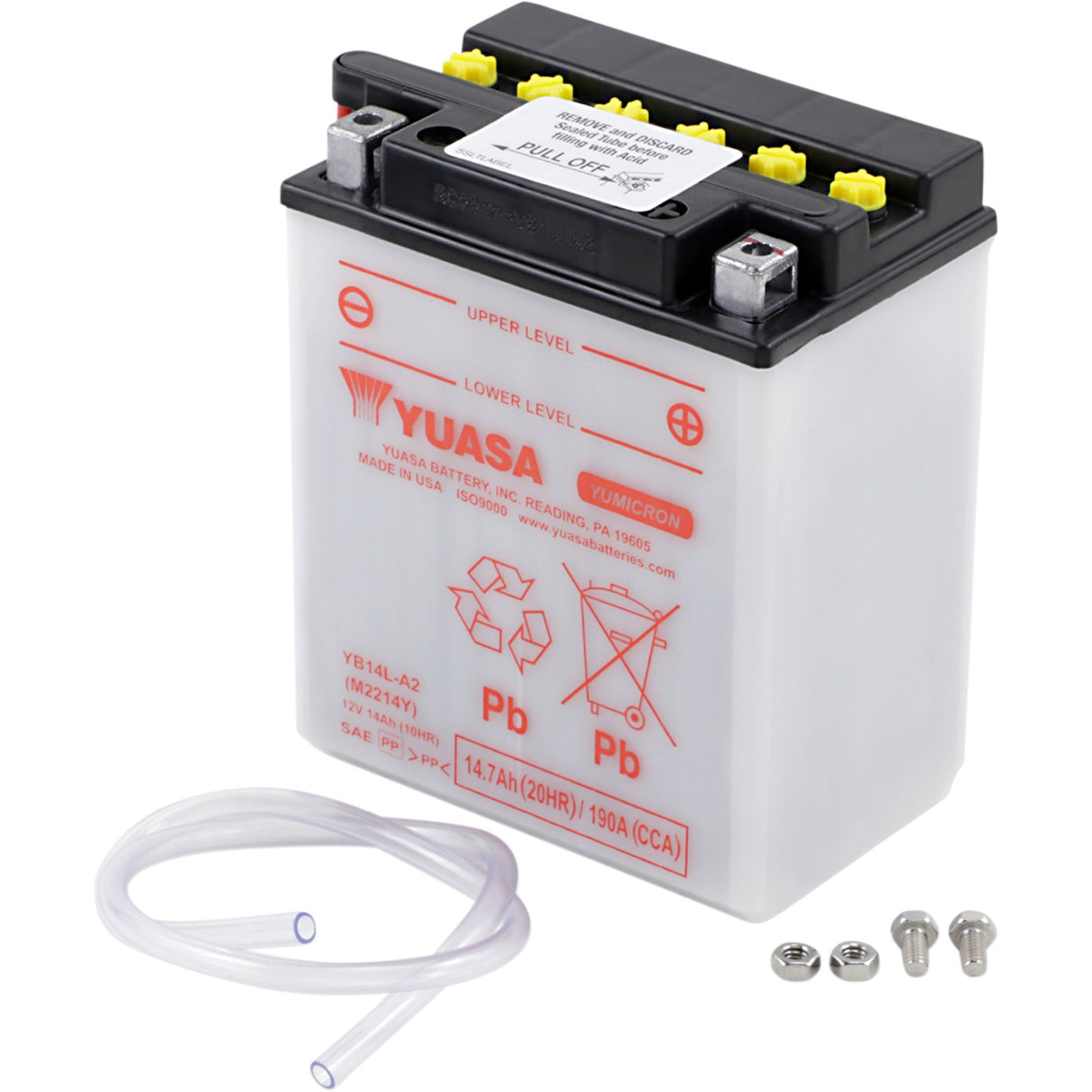 Yuasa Yumicron Battery - YUAM2214YIND For Suzuki Motorcycles 1972-2014 | Kawasaki Motorcycles 1983-2016 | Tigershark Watercraft 1990-1992