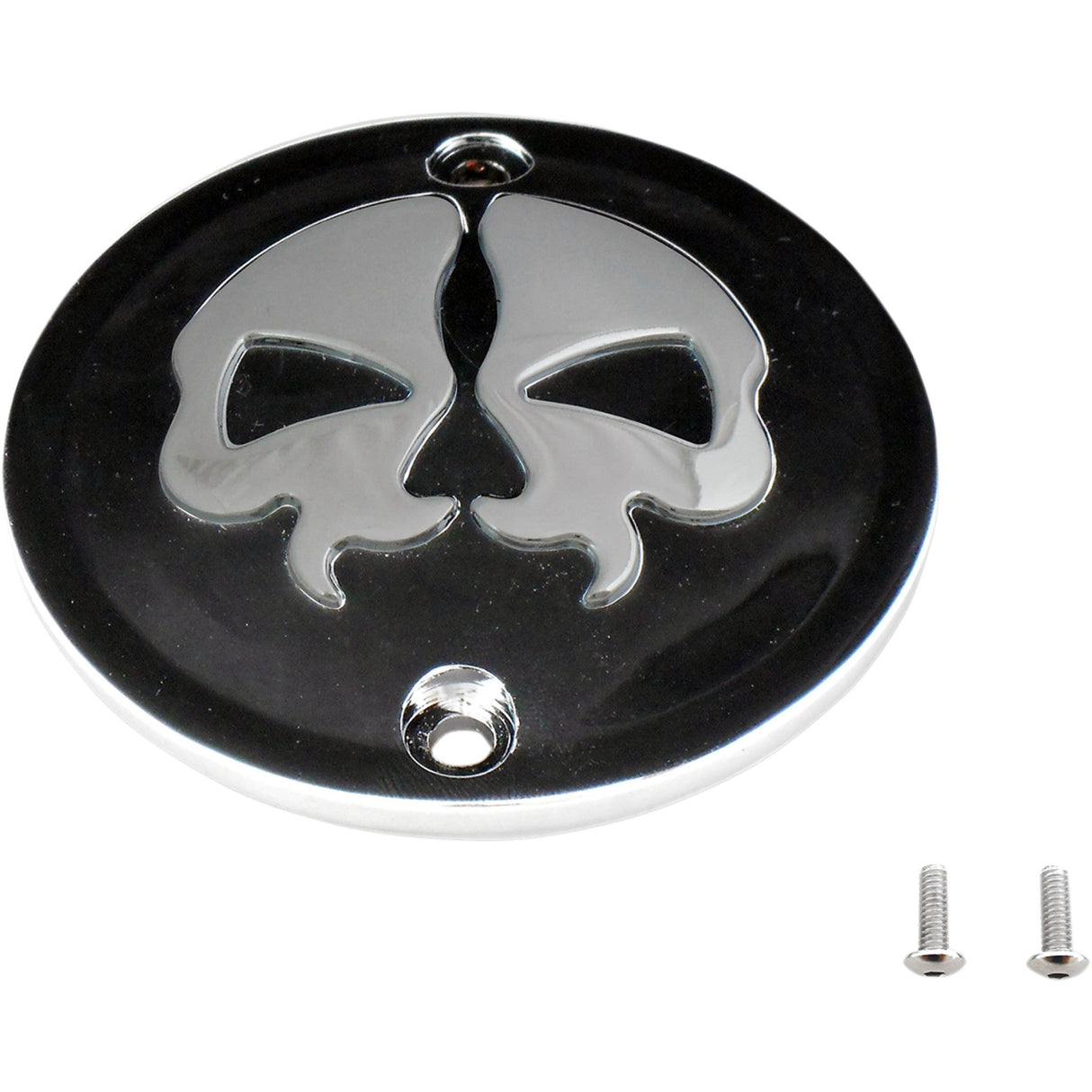 DRAG SPECIALTIES Split Skull Points Cover Chrome - Black 2 Hole Sportster