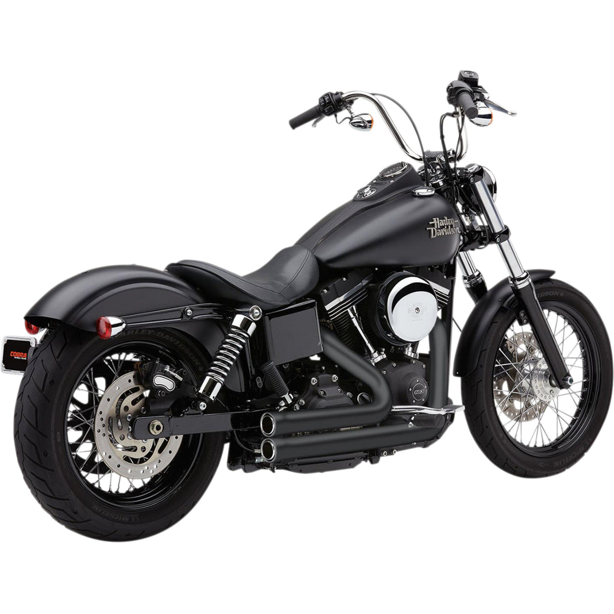 Cobra Speedster Short 2-Into-2 Exhaust System - 6708B For Harley Dyna 2012-2017