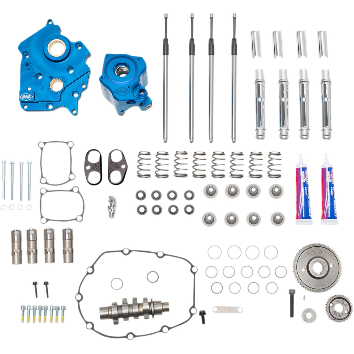 S&S CYCLE 0925-1317 310-1083A Cam Chest Kit for M8 - Cam Chest Kit with Plate - Gear Drive - Oil Cooled - 550 Cam - Chrome Pushrods - M8