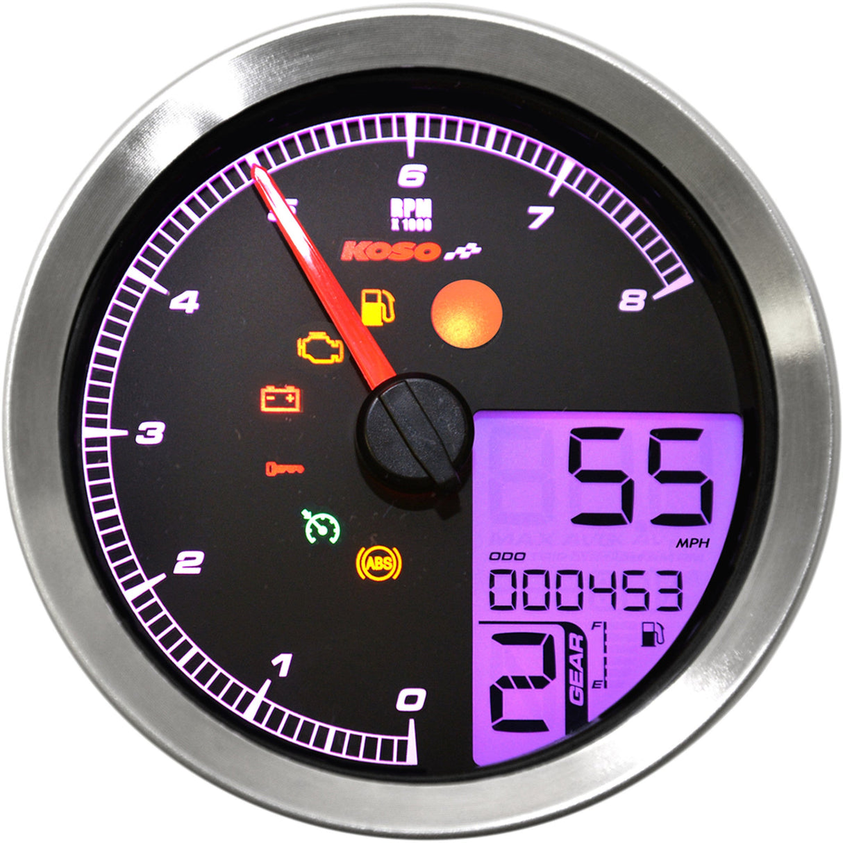 KOSO NORTH AMERICA 2211-0169 BA051201 HD-04 Speedometer/Tachometer Multi-Function Speedometer/Tachometer - HD-04 - Chrome