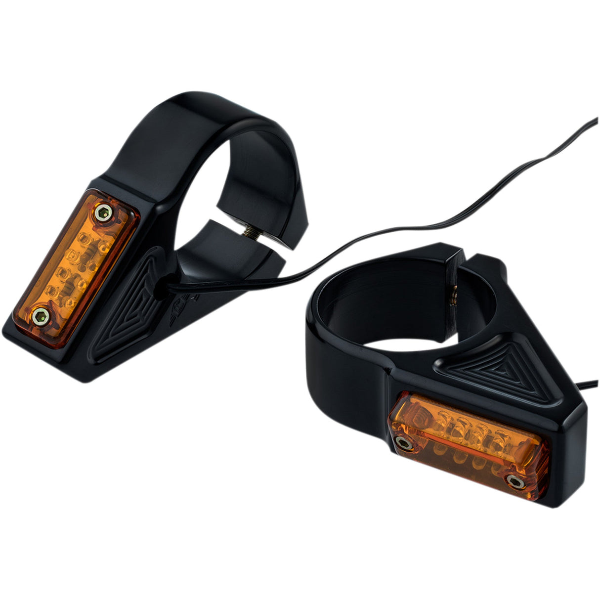 JOKER MACHINE 2020-1449 05-300-1 Rectangle LED Fork Mount Turn Signals - 39 mm - Black