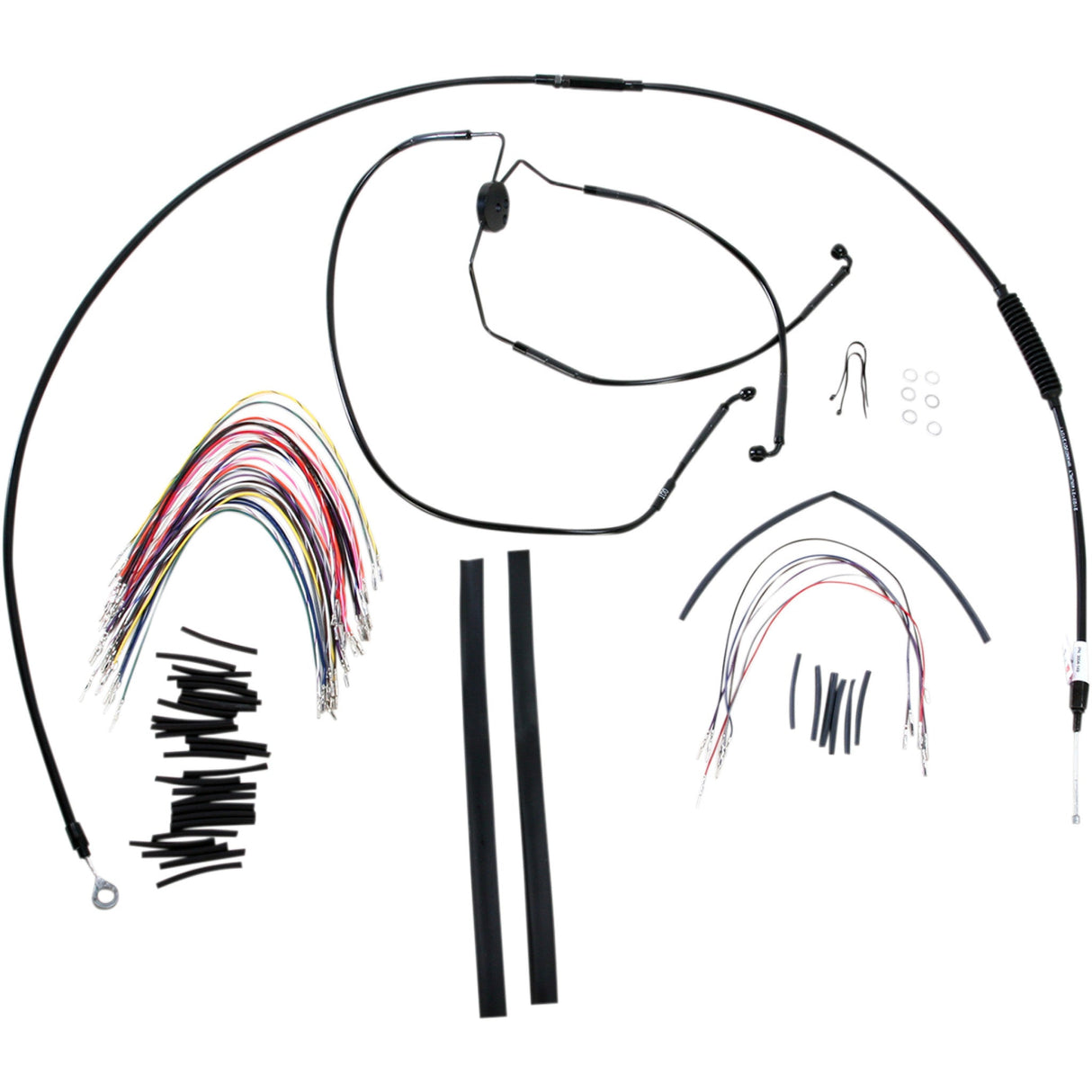 Burly Brand Complete Black Vinyl Handlebar Cable Line Kit For Ape Hangers 15" - B30-1101 For Harley Touring 2008-2013