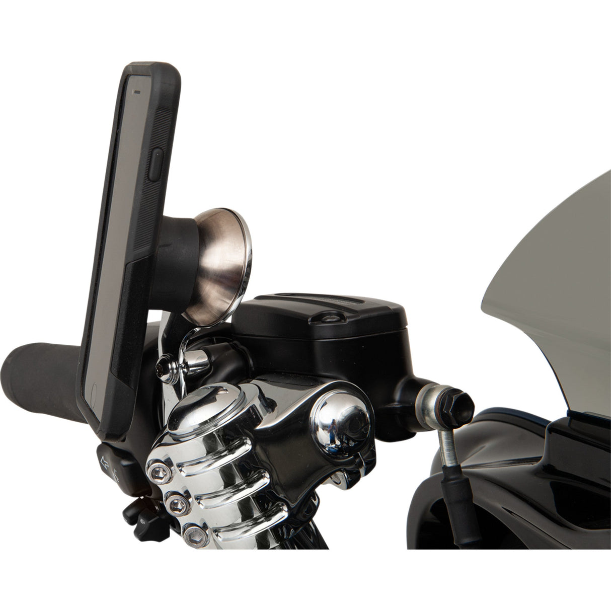Klock Werks iOmounts™ Device Mount Switch Mount Chrome - KWD-01-0380 For Harley Motorcycles 1996-2026