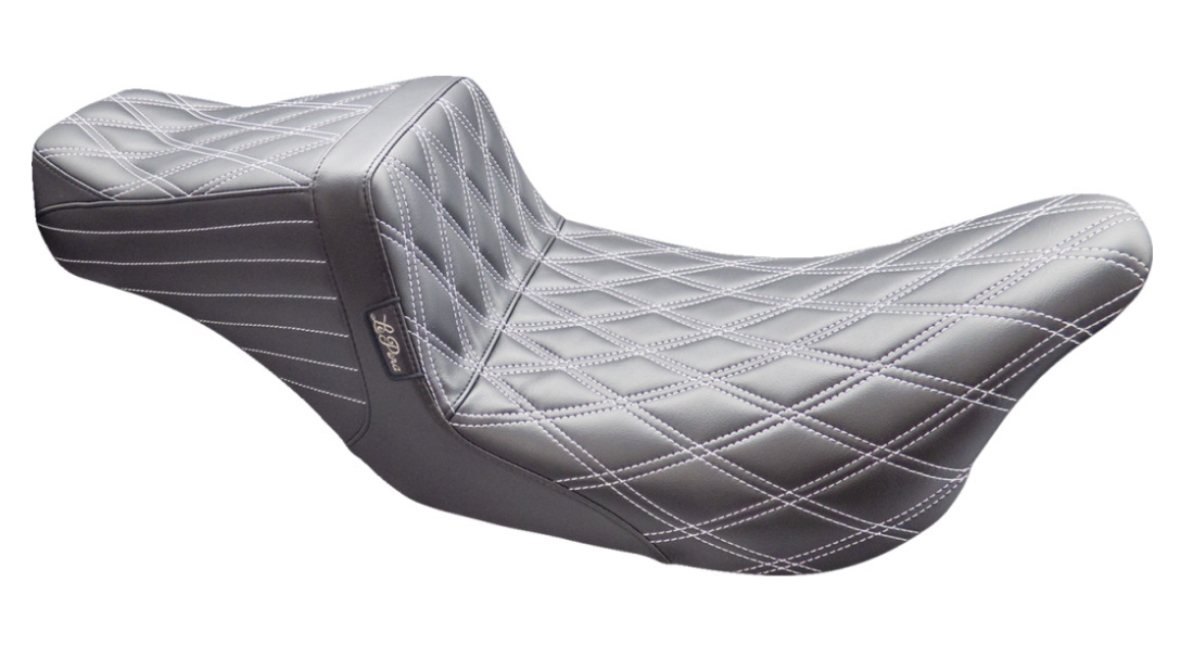 LePera Tailwhip Seat Double Diamond With Titanium Thread Black - LK-587DD-TTM For Harley Touring 2008-2024