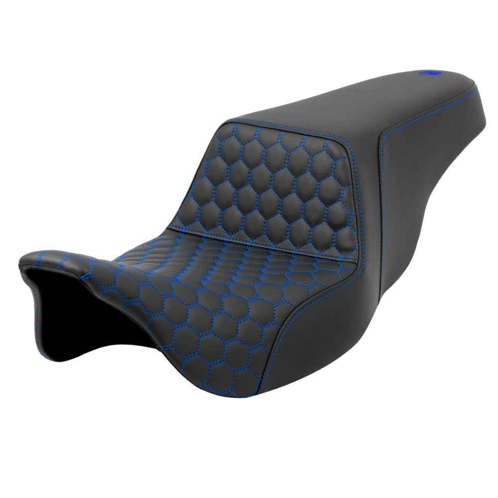 Saddlemen Honeycomb Step-Up Seat Honeycomb Blue Stitching - 808-07B-17701 For Harley Touring 2008-2025