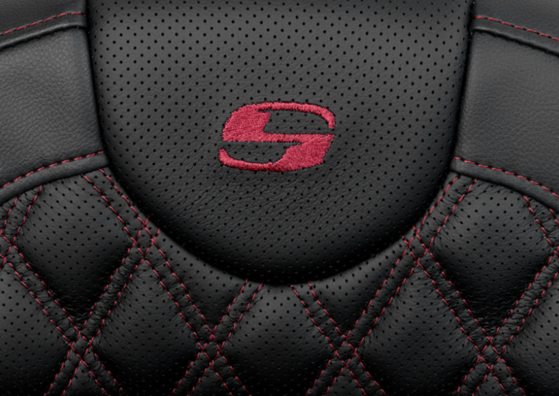SADDLEMEN 0801-1619 A808-07R-184BUR Roadsofa™ Extended Reach Seat- Lattice Stitch - Wine Berry Stitch - with Backrest - FL 08-23