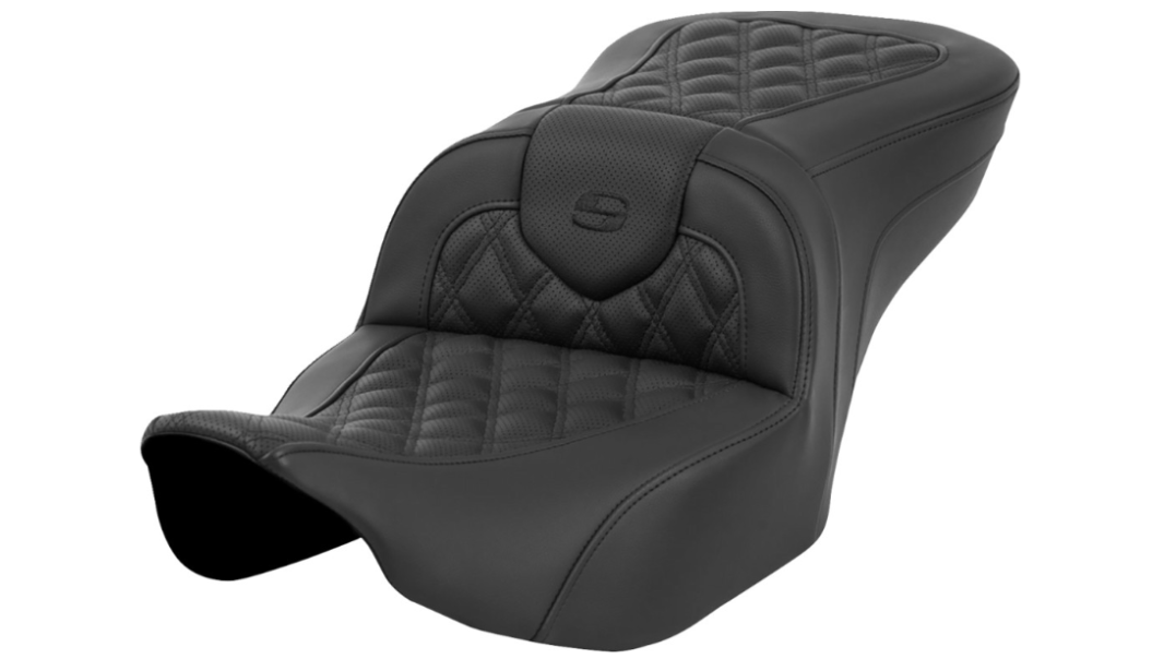 Saddlemen Roadsofa™ Lattice Stitch Seat Without Backrest Black - 823-07-182 For Harley Touring 2023-2026