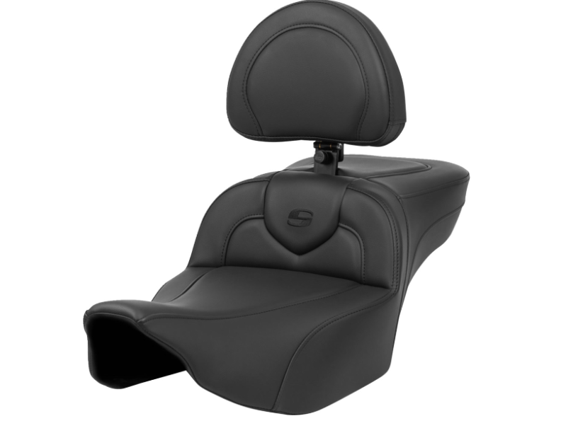 Saddlemen Roadsofa™ Extended Reach Seat Black Stitch With Backrest - 823-07-188BR For Harley Touring 2023-2026