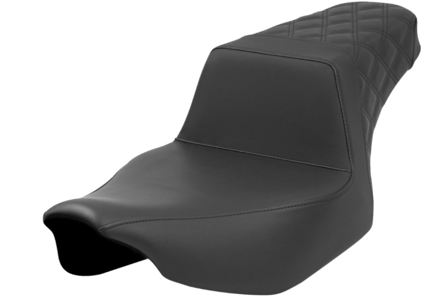 SADDLEMEN 0801-1688 823-07E-173 Step-Up Seat Rear Lattice Stitch - Black - Extended Reach - Street Glide/Road Glide 23-24