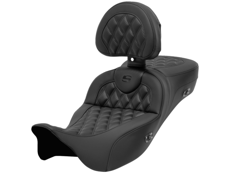 Saddlemen Roadsofa™ Seat With Backrest Lattice Stitch Carbon Fiber - 808-07B-207C0 For Harley Touring 2008-2023