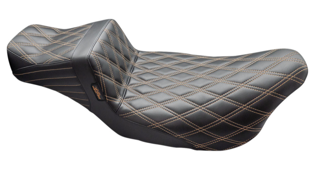 LePera Tailwhip Daddy Long Legs Seat Double Diamond With Chestnut Thread - LK-587DLDD-CHET For Harley Touring 2008-2024