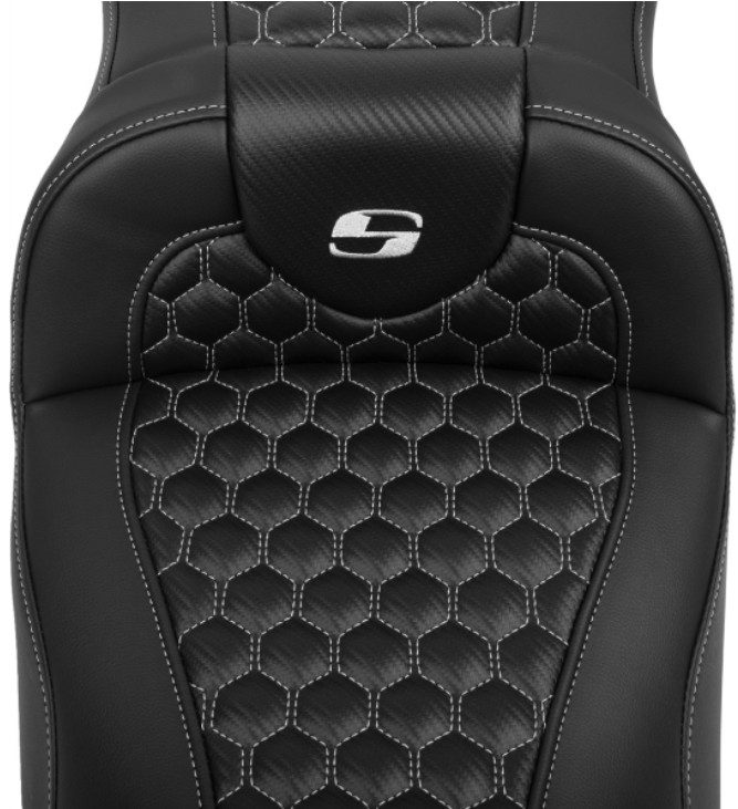Saddlemen Roadsofa™ Extended Reach Seat With Backrest Honeycomb Silver Stitch - 823-07-190B5 For Harley Touring 2023-2026