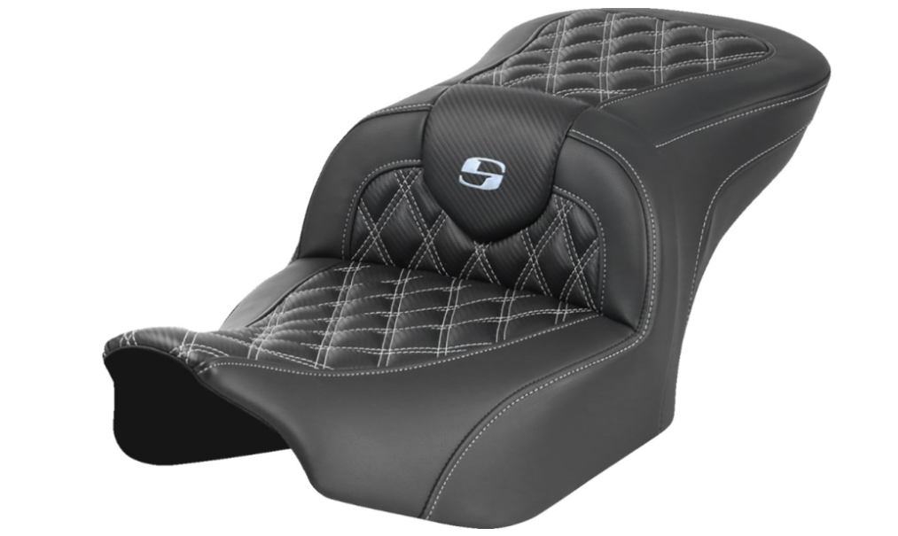 Saddlemen Roadsofa™ Carbon Fiber Seat Without Backrest Lattice Stitch Silver Stitch FL FX - 823-07-20605 For Harley Touring 2023-2026