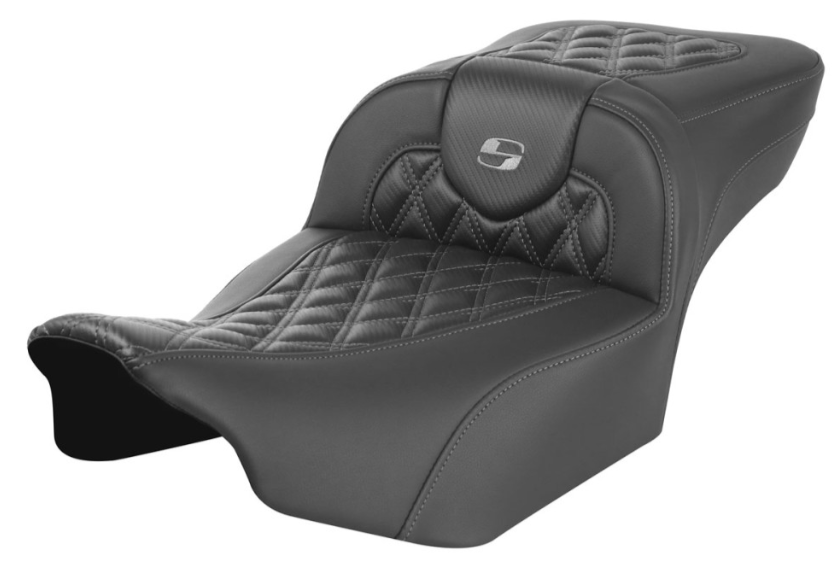 Saddlemen Roadsofa™ Extended Reach Seat Without Backrest Lattice Stitch Dark Gray Stitch FL FX - 823-07-20702 For Harley Touring 2023-2026