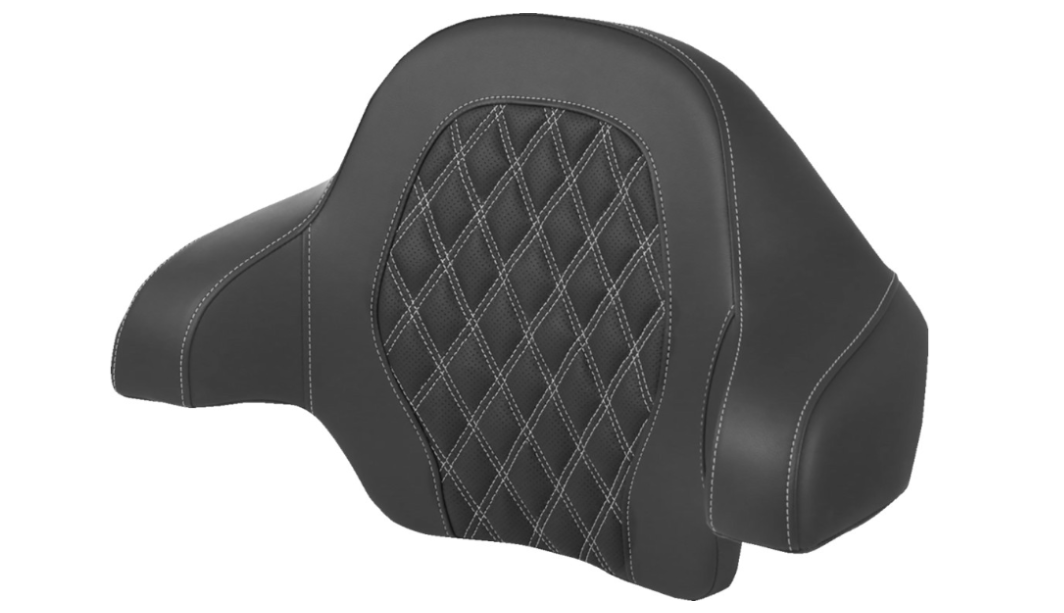 Saddlemen Tour Pak® Backrest Pad Lattice Stitch Silver Stitch - 814-07-15005 For Harley Touring 2014-2026