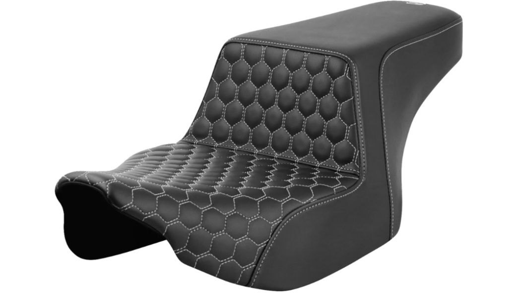 Saddlemen Honeycomb Step-Up Seat Front Honeycomb Silver Stitching - 823-07-17705 For Harley Touring 2023-2026