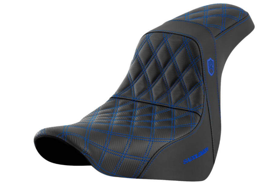 Saddlemen Pro Series SDC Performance Grip Seat Without Backrest Blue Stitch FL FX - SC81829BLU For Harley Softail 2018-2026