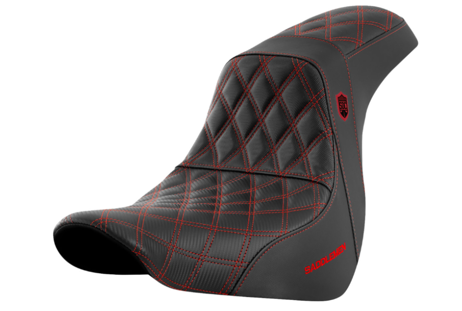 Saddlemen Pro Series SDC Performance Grip Seat Without Backrest Red Stitch FL FX - SC81829RED For Harley Softail 2018-2026