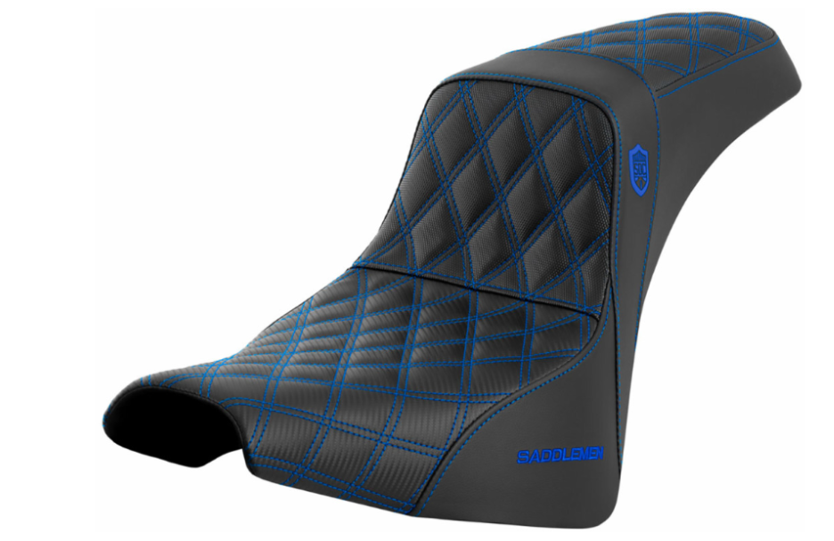 Saddlemen Pro Series SDC Performance Grip Seat Without Backrest Blue Stitch - SC81830BLU For Harley Softail 2018-2025