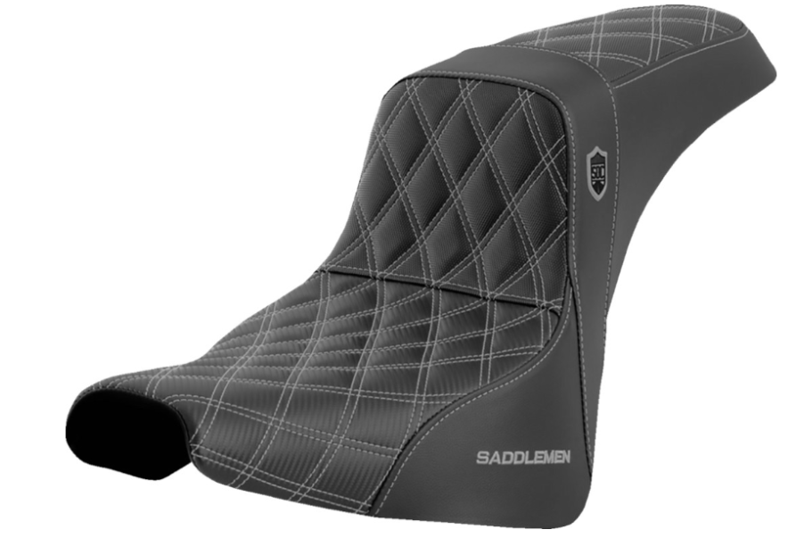 Saddlemen Pro Series SDC Performance Grip Seat Without Backrest Silver Stitch - SC81830SIL For Harley Softail 2018-2025