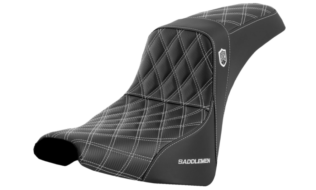 Saddlemen Pro Series SDC Performance Grip Seat Without Backrest White Stitch - SC81830WHI For Harley Softail 2018-2025