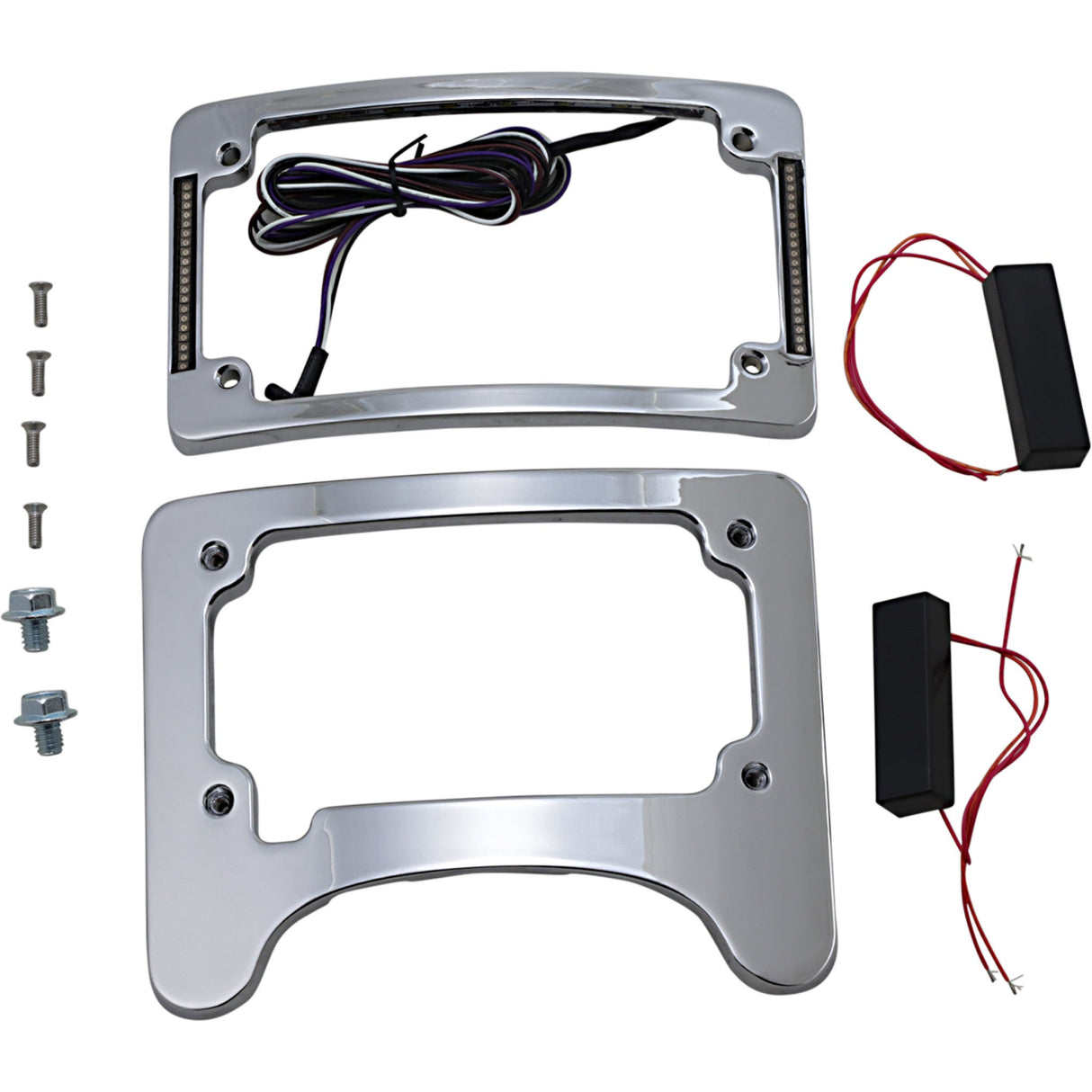 Custom Dynamics Turn Signal Eliminator With Tri Radius Illuminated Plate Frame Chrome - TS-ELIM-06HW-C For Harley Touring 1997-2025