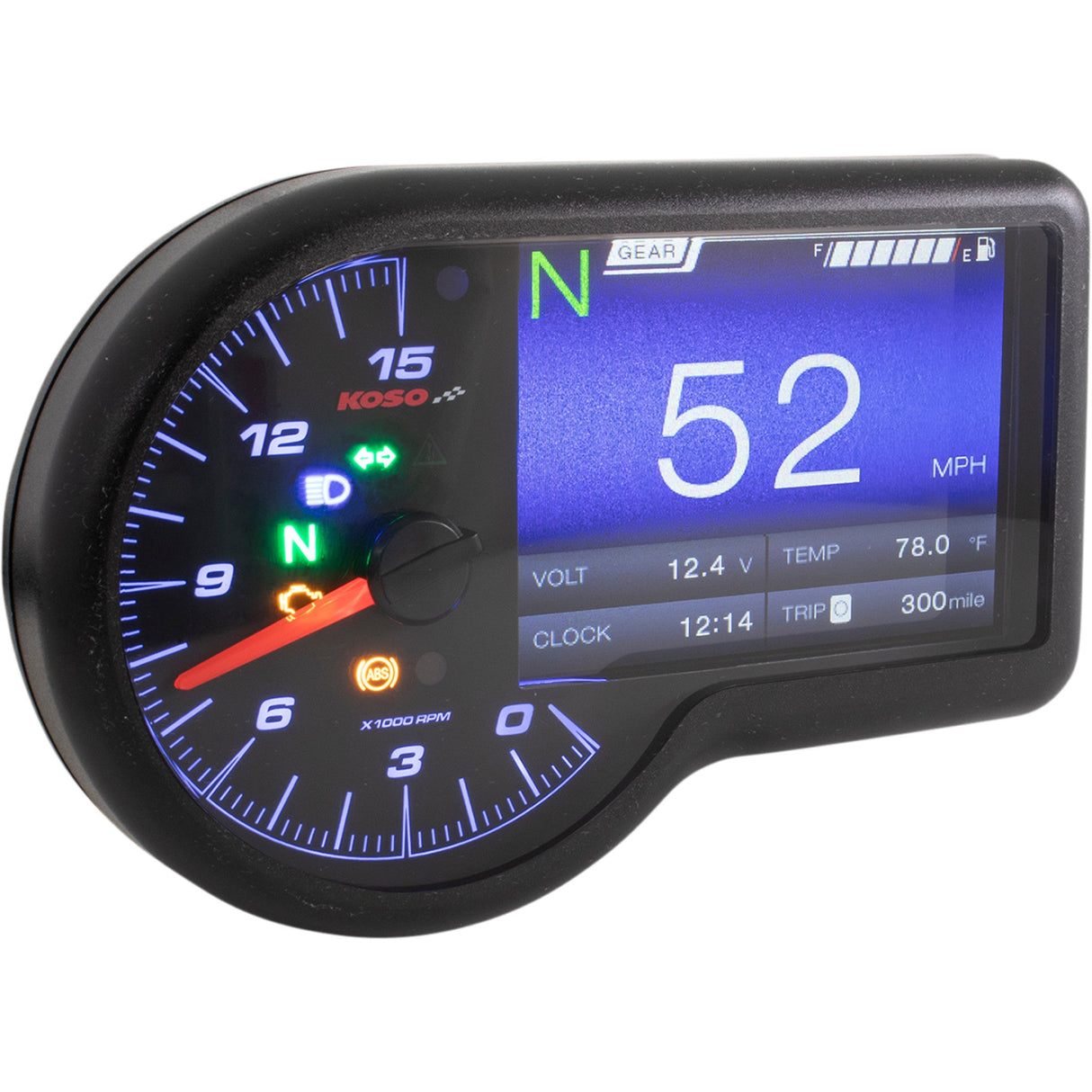 KOSO NORTH AMERICA 2212-0828 BA071000 RX-3 TFT Multifunction Meter RX-3 Gauge - Black