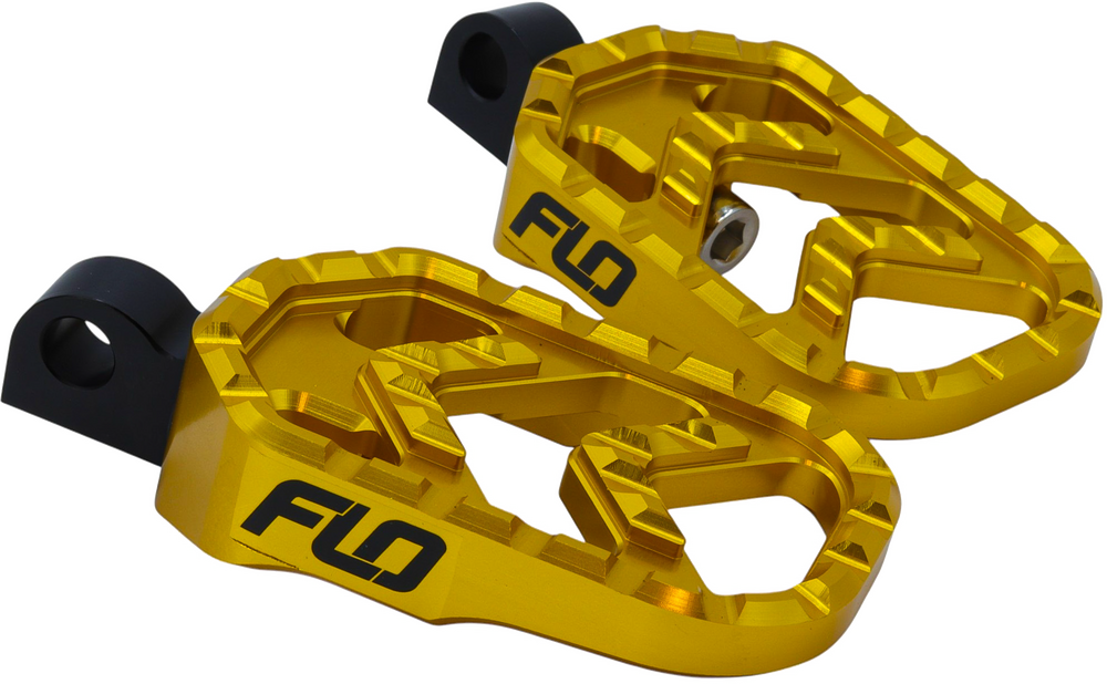 Flo Motorsports Savage Series Footpegs Gold - V-800GLD For Harley Motorcycles 1972-2017