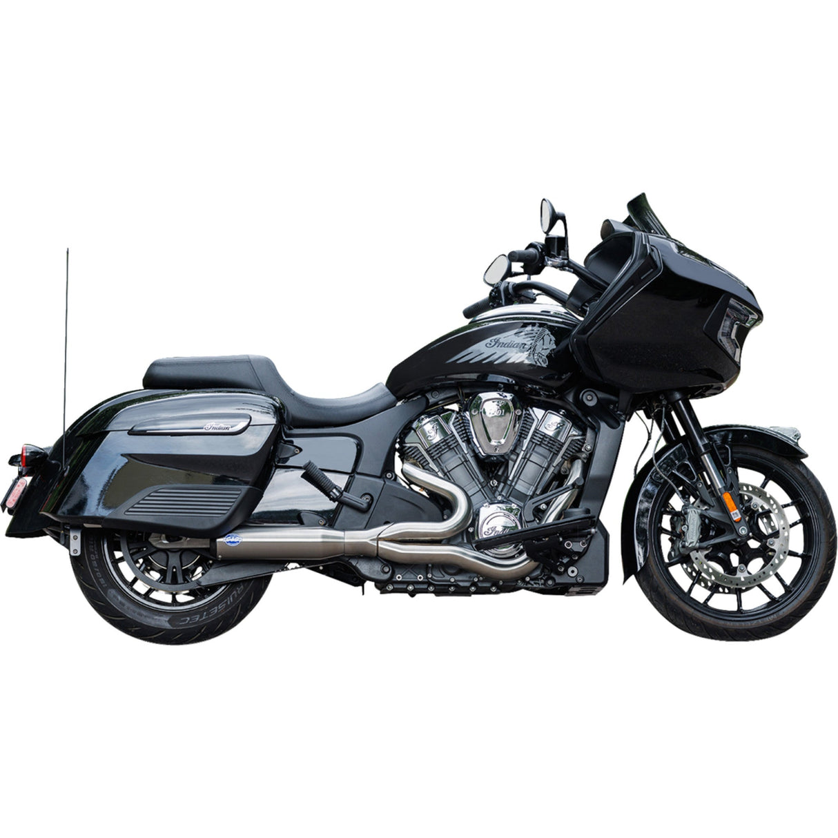 S&S Cycle 2-Into-1 Qualifier Exhaust System Race Only Brushed Stainless Steel - 550-1082 For Indian Challenger 2020-2023