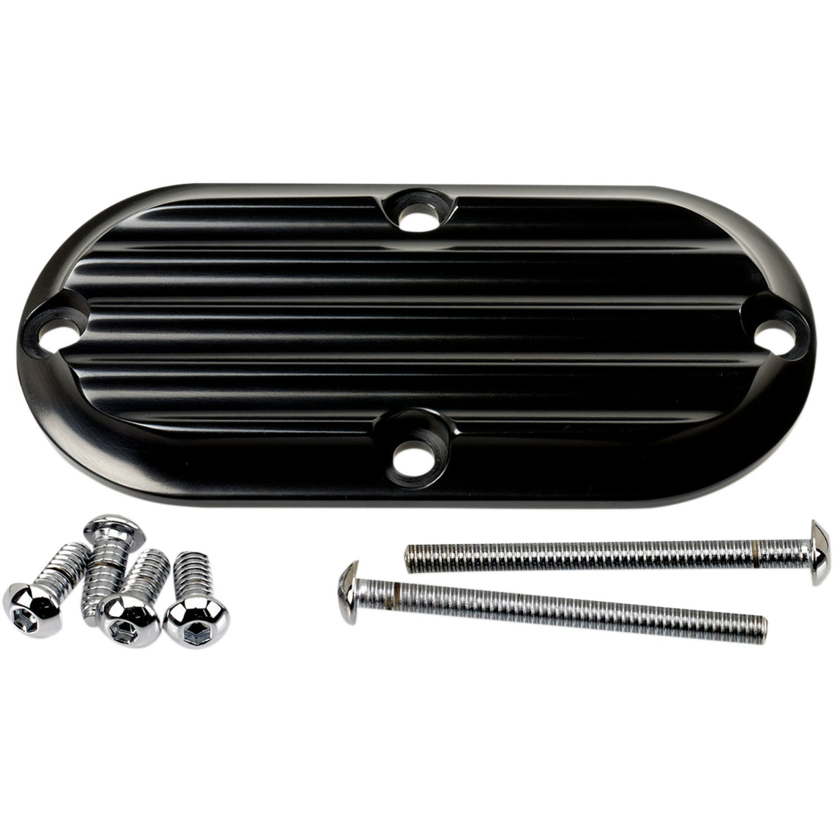 Joker Machine Billet Inspection Cover Finned Black Anodized - 06-95-1 For Harley Motorcycles 1970-2006