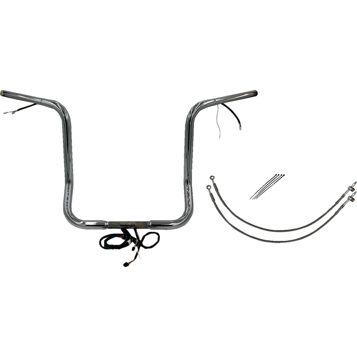 FAT Baggers INC. EZ Install Wired 1-1/4" Round Top Handlebar Kit 16" Chrome - 902516 For Harley Touring 2016-2020