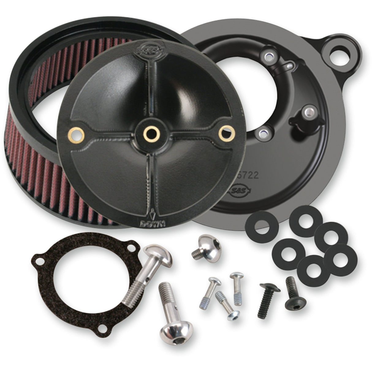 S&S Cycle Super Stock™ Stealth Air Cleaner Kit Black - 170-0165 For Harley Touring 2007-2016