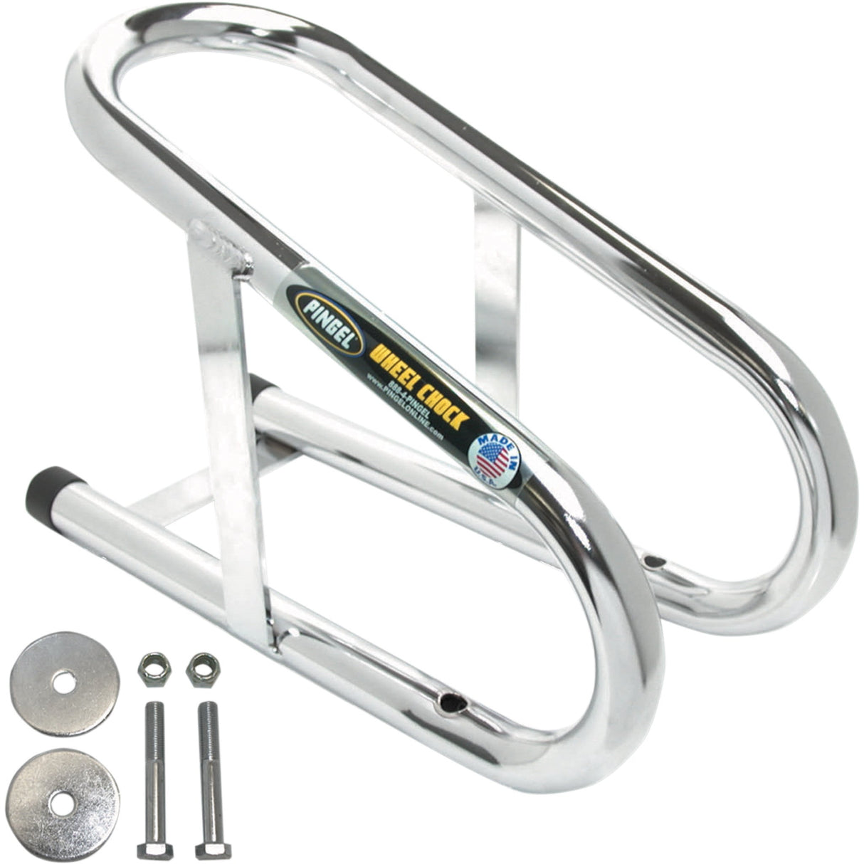 PINGEL DS-380173 WC-35H Permanent Wheel Chock - Chrome - 3-1/2"