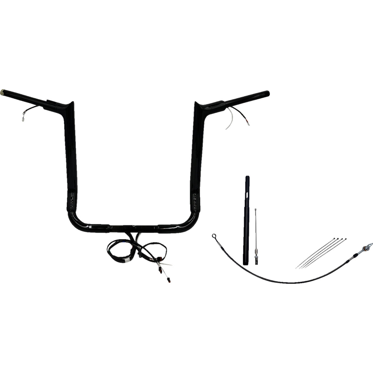 FAT Baggers INC. EZ Install Wired 1-1/2" Pointed Top Handlebar Kit 16" Black - 812016-B For Harley Touring 2021-2022