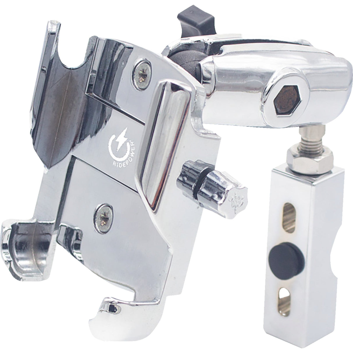 Ridepower Metal Phone Mount Large Perch Mount Chrome - RPMTLMOUNTLGCR For Harley Motorcycles 1980-2026 | Indian 2010-2025