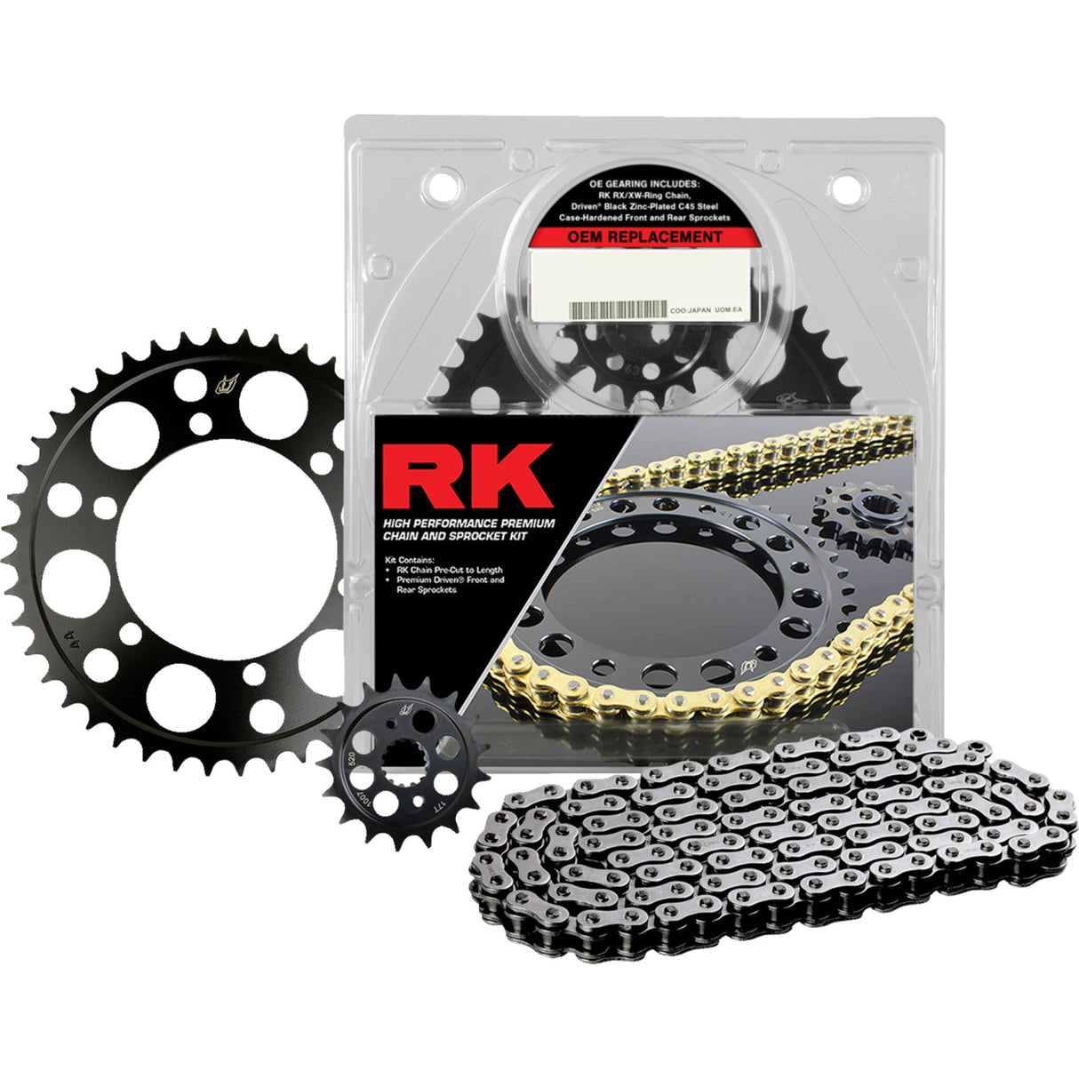 RK 1230-1749 2052-900EX OEM Replacement Chain and Sprocket Kit Chain and Sprocket Kit - Black/Natural - Kawasaki EX500 Ninja
